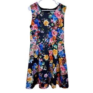 Stella Parker Floral Dress Size 14 Cutout Back Knee Length Colorful
